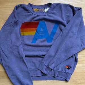 Aviator Nation Logo Relaxed Crew Sweatshirt Lavender Size Small